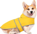 Dog Raincoat for Medium Dogs Puppies Waterproof Hooded Rain Jacket with Reflective Strips Leash Hole & Poncho Adjustable Fit (Yellow,M)