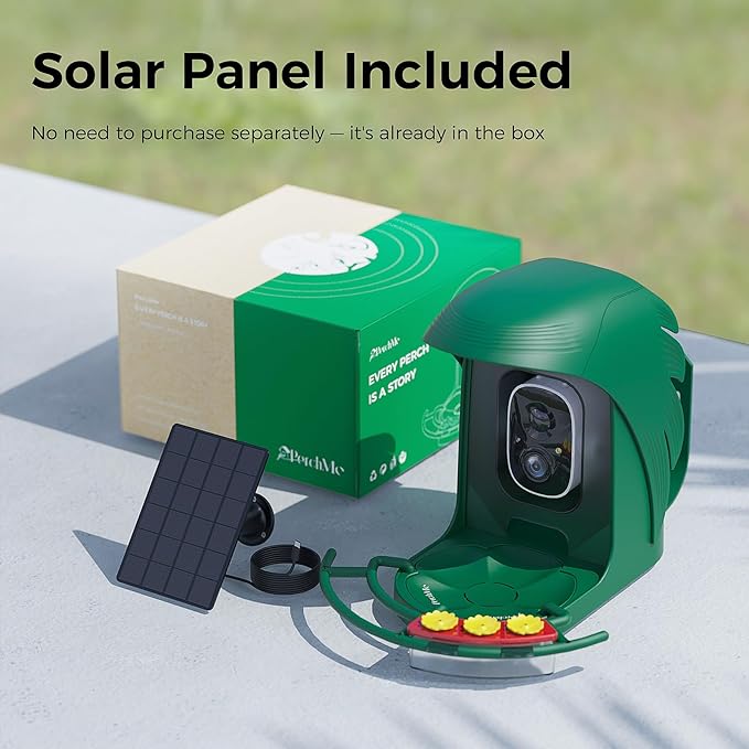 3W Solar Panels for Bird Feeder Camera only, USB-C Port Outdoor Rechargeable Battery, IP65 Waterproof, 360° Swivel Bracket-Black
