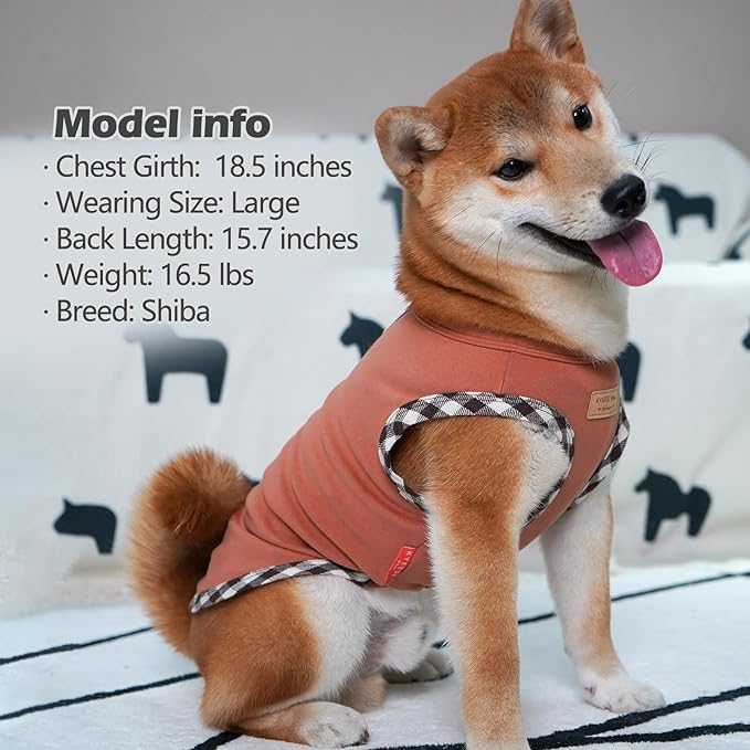 KYEESE 2Pack Dog Shirt Stretchy Sweatshirt Pullover Fleece Coats Lightweight Shirts Vest Sleeveless T-Shirt Soft for Small Dogs, Brown+Khaki, Small