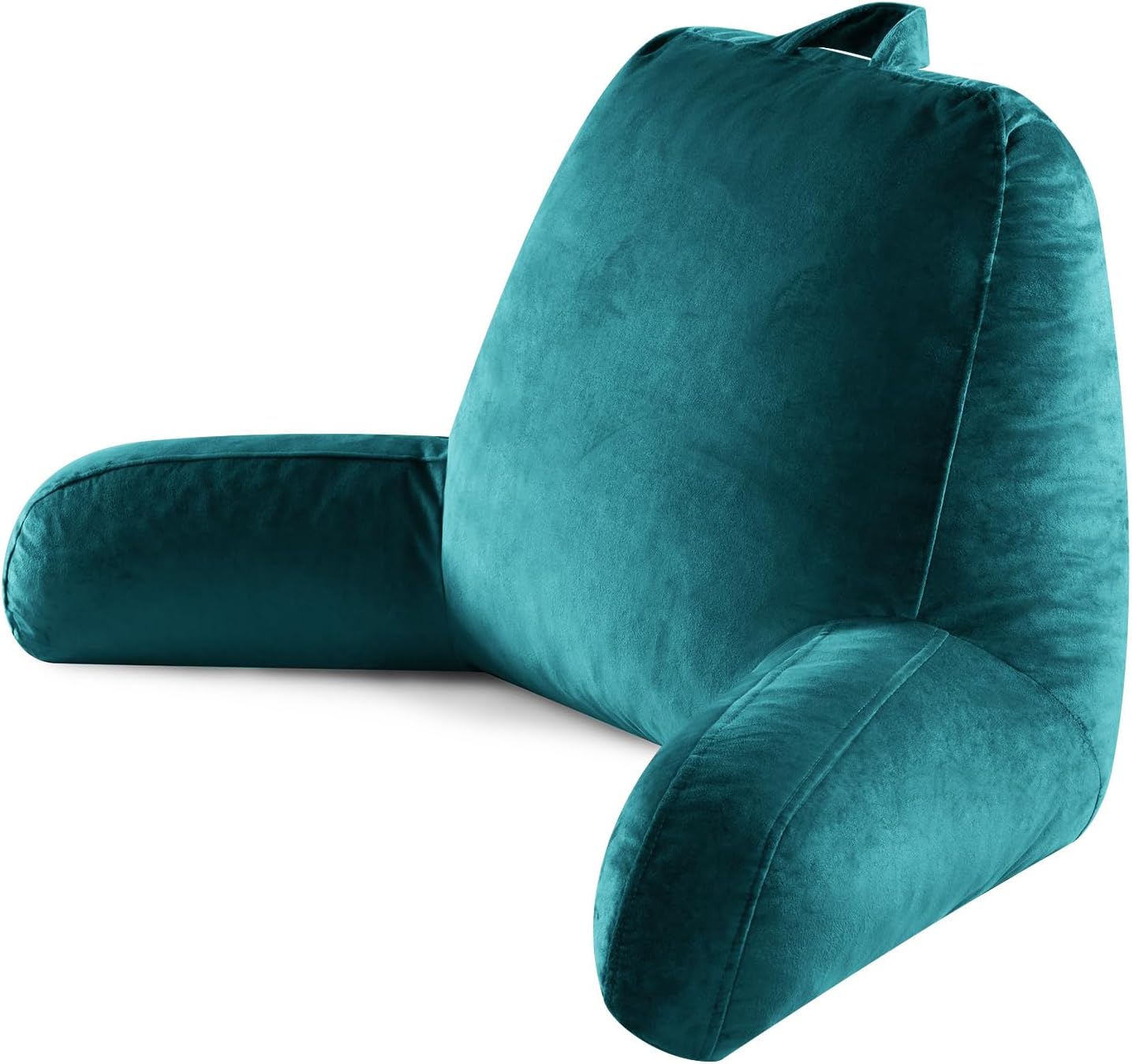 Reading Pillow for Sitting in Bed Adult, Reading Pillow with Shredded Memory Foam, Bed Pillow with Washable Cover, Back Pillow Sitting Up with Extend Arms, Prussian Blue, Large