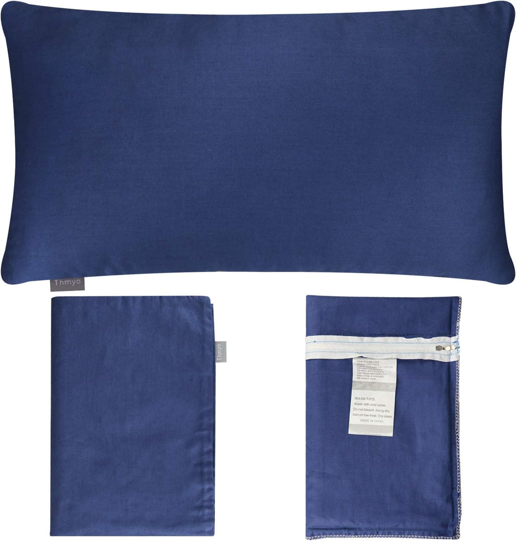 Thmyo 4-Pack 100% Cotton Lumbar Comfortable Solid Decorative Throw Pillow Case Rectangle Cushion Cover Sublimation Blank Pillow Covers Christmas DIY Throw Pillowcase(12x20inch/30x50cm,Midnight Blue)