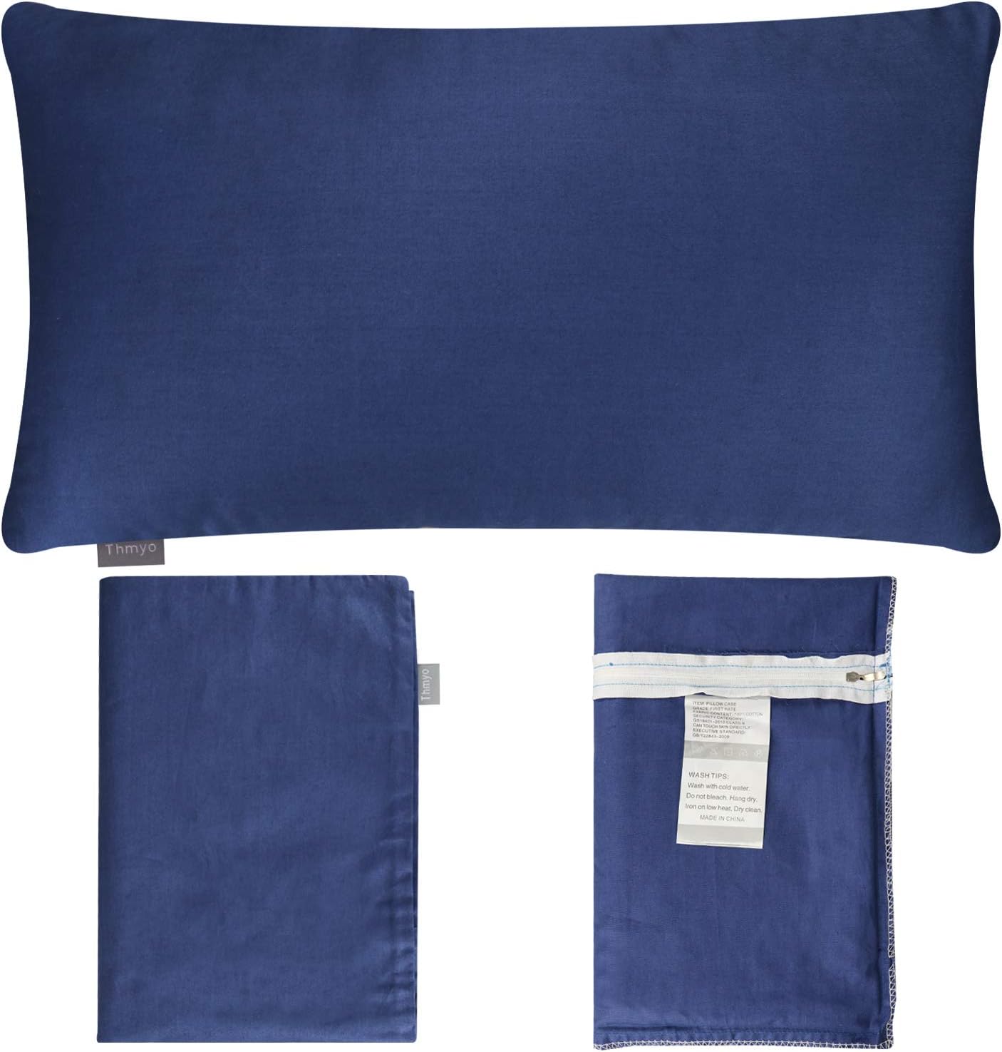 Thmyo 4-Pack 100% Cotton Lumbar Comfortable Solid Decorative Throw Pillow Case Rectangle Cushion Cover Sublimation Blank Pillow Covers Christmas DIY Throw Pillowcase(12x20inch/30x50cm,Midnight Blue)