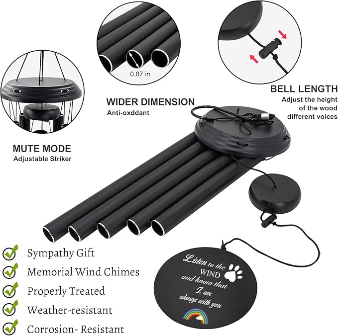 ASTARIN Dog Memorial Gifts Sympathy Wind Chime for Pet Loss Gifts, Cat Wind Chimes for a Grieving Pet Owner, Pet Memorial Wind Chimes