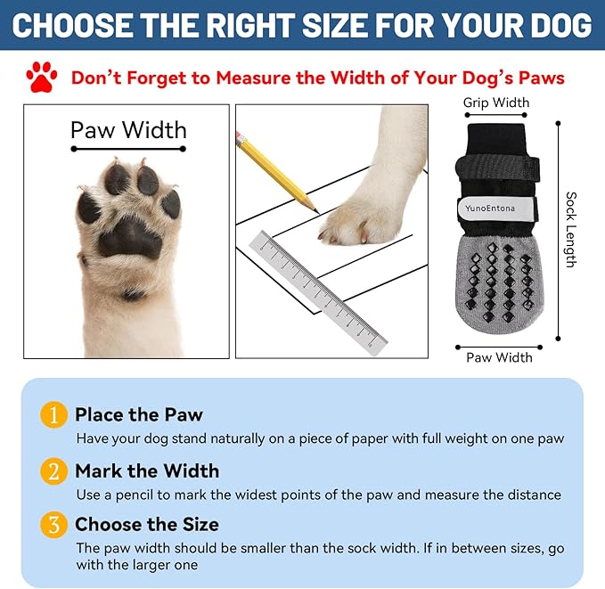 Non Slip Dog Socks to Prevent Licking Paws - for Hardwood Floors Anti Slip - Grippy Socks for Senior Dog - Double Elastic Reflective Straps Prevent Scratching for Hot Pavement. (Grey, L)