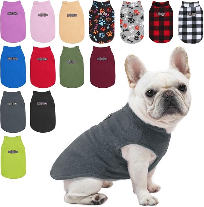 BEAUTYZOO Dog Fleece Vest Sweater Winter Jacket for Small and Medium Dogs with D-Ring Leash Cold Weather Coat Hoodie for XS S M Dogs Boy or Girls, Large