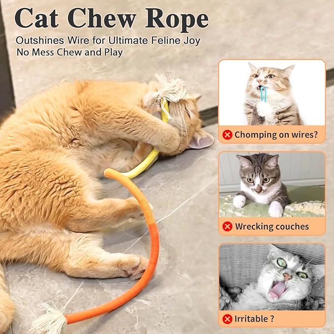 Retro Shaw Cat Toys Chew Ropes, 3PCS Catnip Kitten Toys for Indoor Cats Kitty, Safe Kitten Teething Chew Toy Cat Nip Kicker String - 23.6 Inches