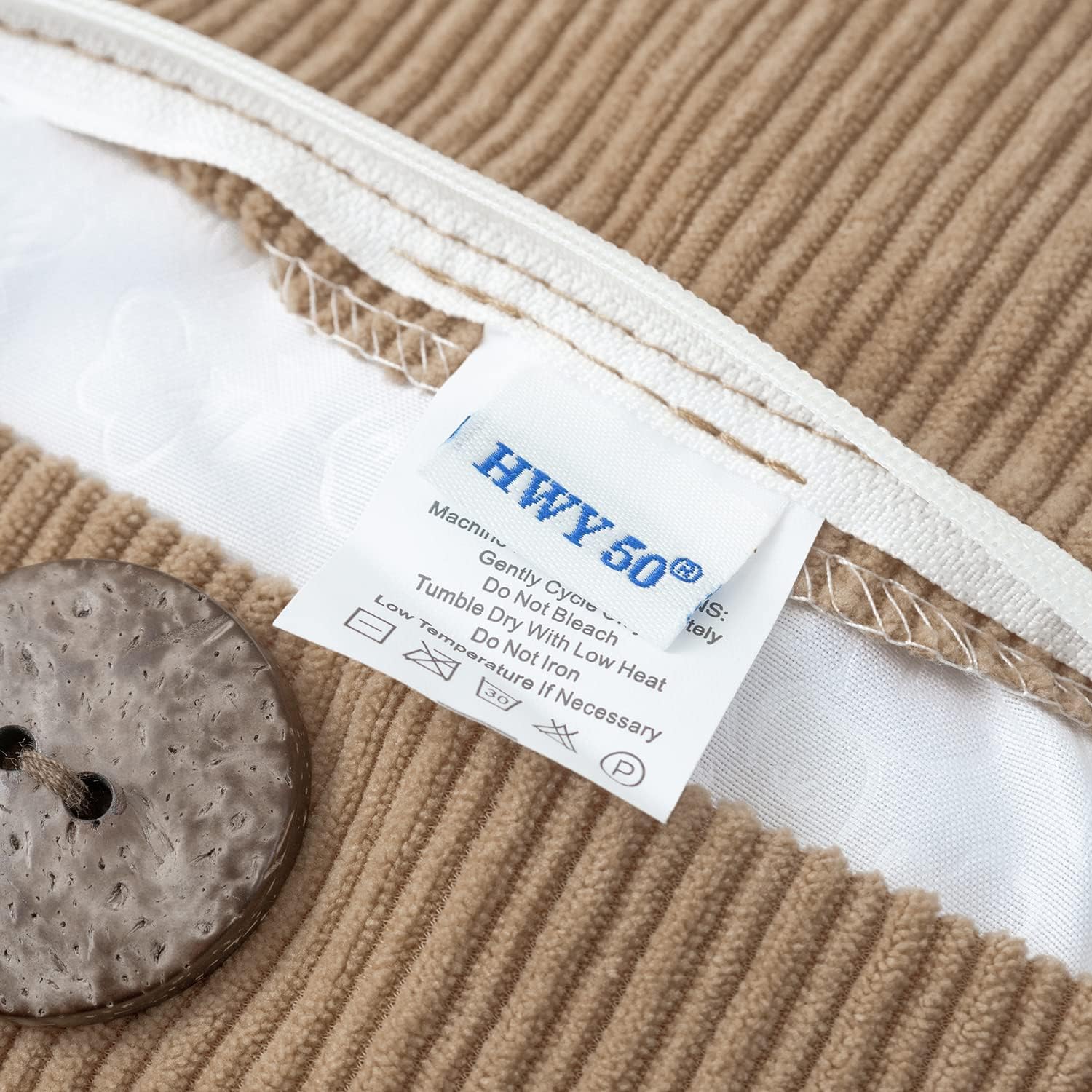 HWY 50 Taupe Chenille Throw Pillow Covers 22x22 Inch with Triple Buttons, Soft Farmhouse Accent Decorative Cushion Cases for Couch Sofa Bed Living Room Pack of 2