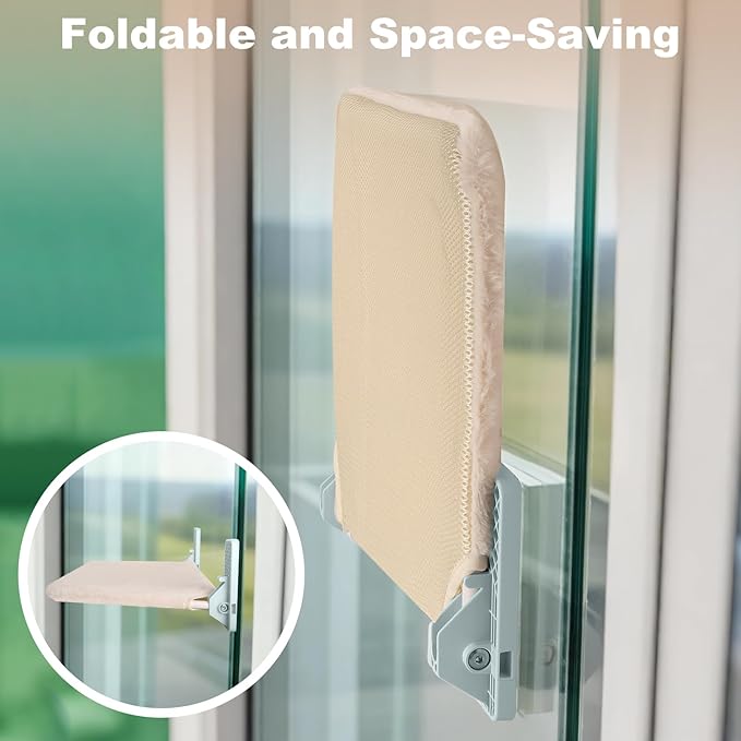Revolutionary Cat Window Perch Hammock with Strong Adhesive Tapes, Solid Metal Frame and Reversible Cover Cat Bed for Window, Foldable Design