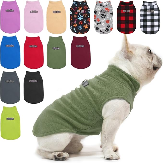 BEAUTYZOO Dog Fleece Vest Sweater Winter Jacket for Small and Medium Dogs with D-Ring Leash Cold Weather Coat Hoodie for XS S M Dogs Boy or Girls