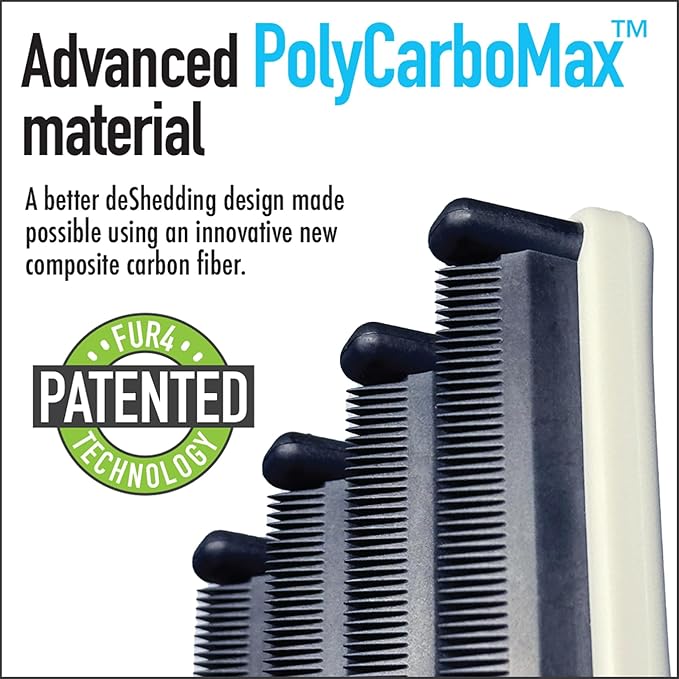 FUR4 deShedding Dog Brush for Short Hair Dogs – Pet Hair Brush with 4 Carbon Fiber Edges – deShedding Tool Removes Loose Fur – Gentle & Effective Dog Grooming Brush for Shedding