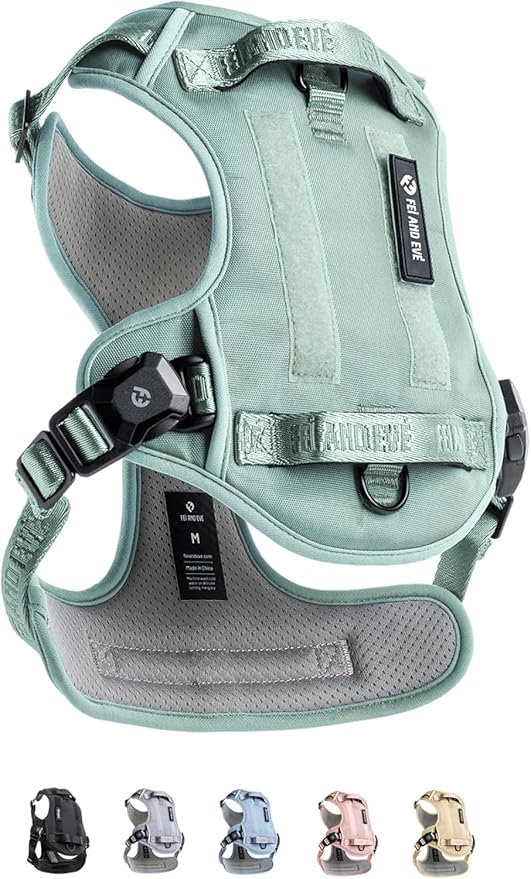 2025 New Edition, Fei & Eve MagEase Dog Harness - 3-Second Magnetic Buckles | 3-Point No-Pull Control | Heavy-Duty 900D Nylon | Dual Safety Handles | Breathable Mesh | Adjustable Fit | Small, Green
