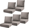 6" Thick Outdoor Cushions 22x24x6, 5-Set Deep Seat Patio Cushions with Removable Cover, Waterproof & Fade Resistant Replacement for Wicker Chair, Loveseat, Sofa - Grey