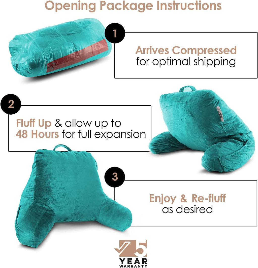Nestl Reading Pillow for Kids & Teens with Shredded Memory Foam, Backrest Pillows for Reading, Watching, and Gaming, Use on The Couch, Bed, or Floor, Adjustable Support with Washable Cover Teal