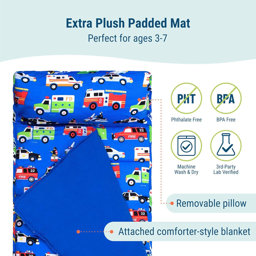 Wildkin Kids Original Nap Mat – Cozy Kids Sleep Mat with Pillow, Ideal for School & Travel - Heroes