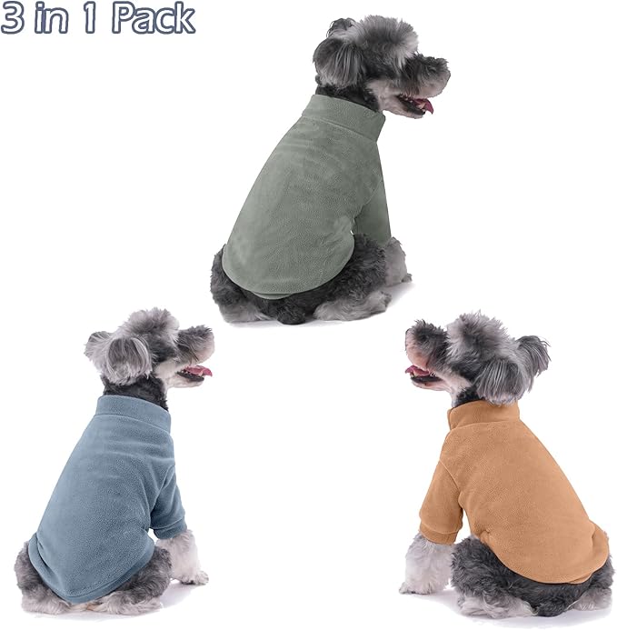 Dog Sweater, 3 Pack Dog Sweaters for Small Dogs Girl Boy, Ultra Soft Warm Puppy Clothes Coat for Winter (Lt Blue+Olive+Brown, XX-Large)