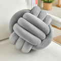 Decorative Throw Knot Pillow Ball for Home Chair Sofa Aesthetic Round Velvet Knotted Pillow Cushion (Light Grey, 11inch)