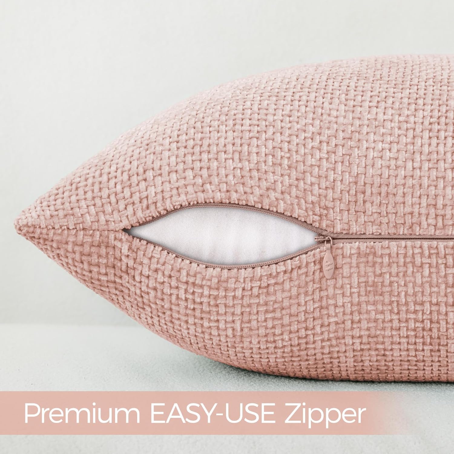 a moment Pink Chenille Throw Pillow Covers 22x22 Inch Pack of 2 Modern Decorative Throw Pillow Covers Farmhouse Cross Covers Home Decor for Sofa Bedroom Living Room