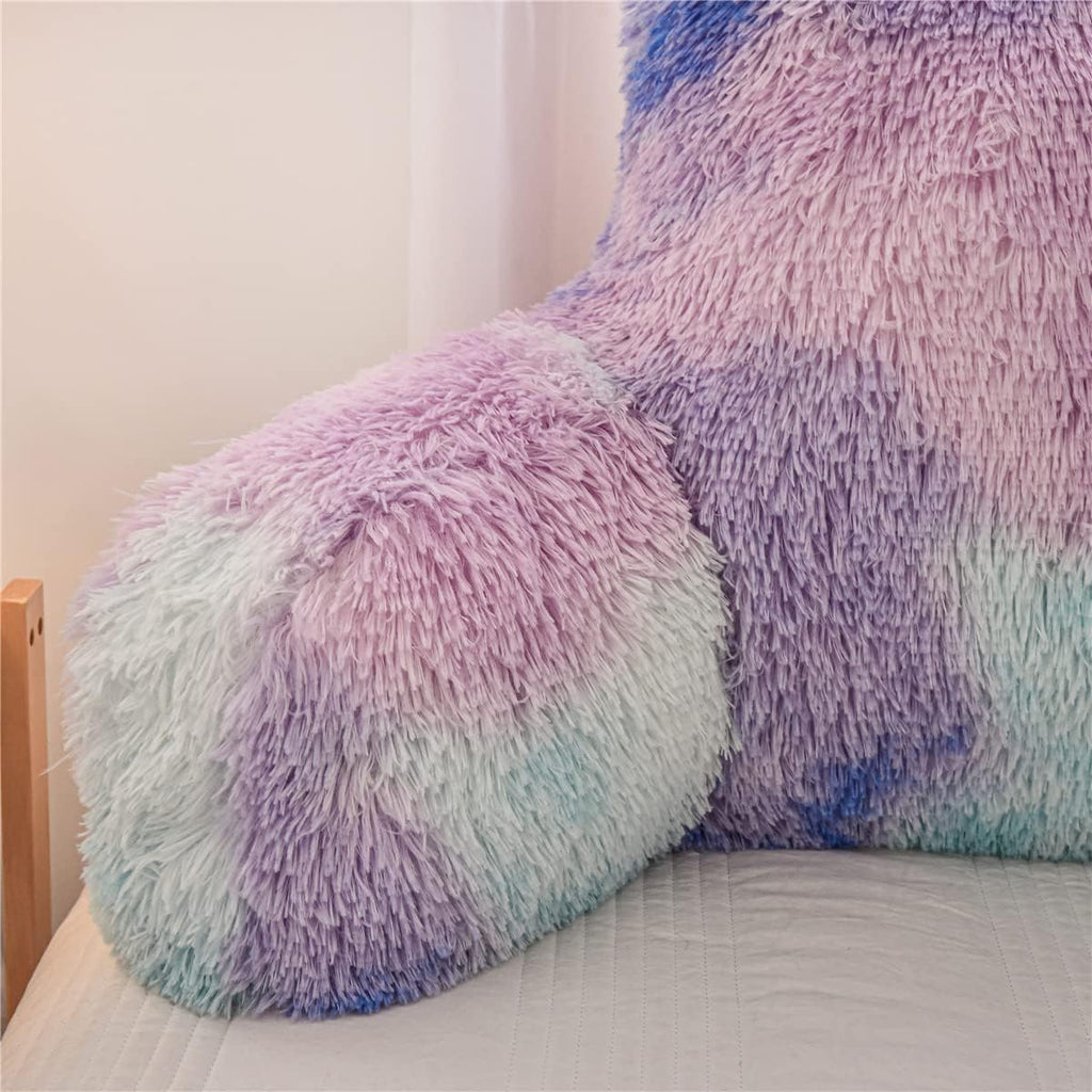 Holawakaka Reading Pillow for Sitting up in Bed Sofa Kids Teens, Backrest Pillow with Arms for Boys Girls Women Petites Pregnancy, Back Support Cushion for Couch Floor Nursery Playroom (Multi-Color)