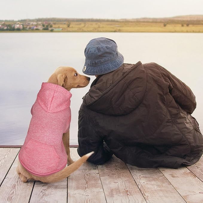 Fleece Dog Sweater & Hoodie - Soft Dog Clothes Sweatshirt with Pocket - Large Dogs (Pink)