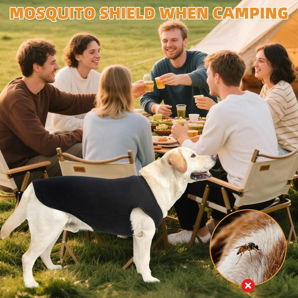 KOOLTAIL Boy Dog Clothes for Large Dogs, 2 Pack Cotton Fall/Winter Warm Dog T Shirts Coats for Outdoor, UV & Insect Protection Anti-Hair Loss & Lightweight Pet Vest Tank Tops Apparel, Black & Grey,3XL