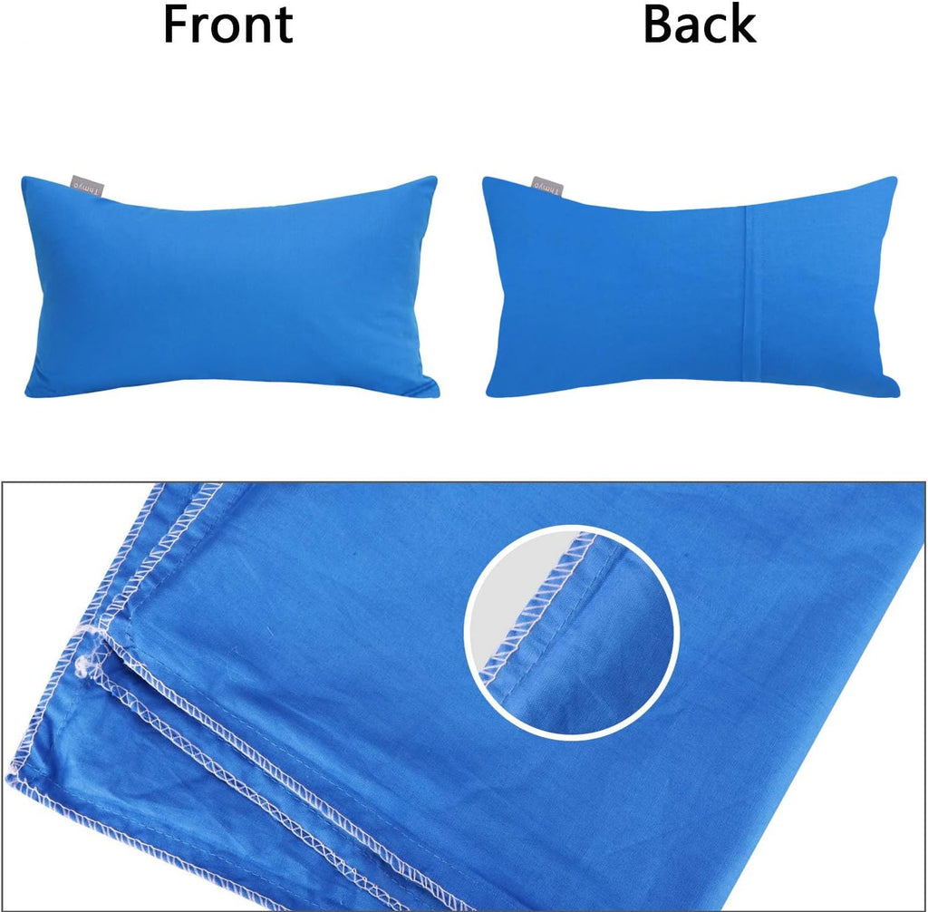Thmyo 4-Pack 100% Cotton Lumbar Comfortable Solid Decorative Throw Pillow Case, Rectangle Cushion Cover Pillowcase Sublimation Blank Pillow Covers DIY Throw Pillowcase(12x20inch/30x50cm, Blue)