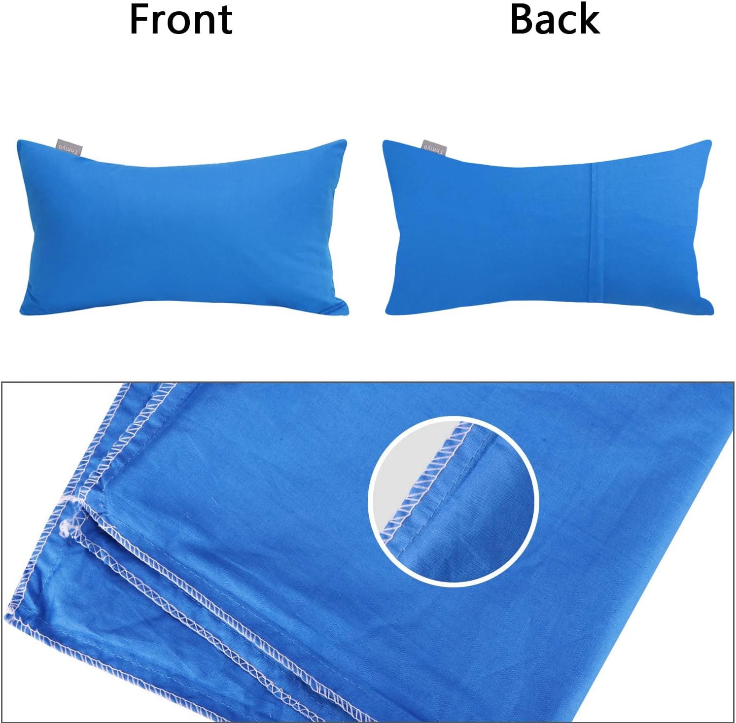 Thmyo 4-Pack 100% Cotton Lumbar Comfortable Solid Decorative Throw Pillow Case, Rectangle Cushion Cover Pillowcase Sublimation Blank Pillow Covers DIY Throw Pillowcase(12x20inch/30x50cm, Blue)