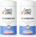 SKOUT'S HONOR Pet Grooming Wipes for Dogs and Cats - Deodorizing, Plant-Based, Biodegradable, Fragrance-Free - for Paws, Faces, Skin Folds & Bums, 80 Count, 2-Pack