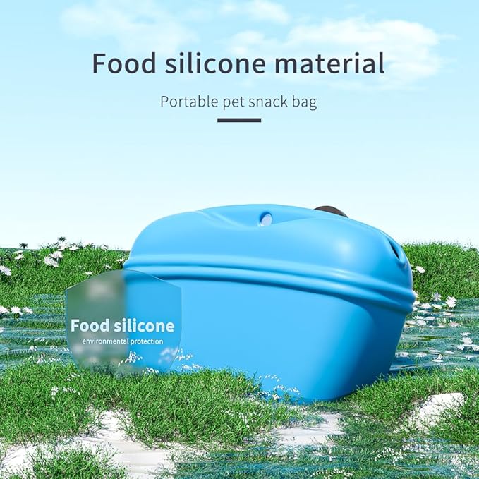 2 Pcs Silicone Dog Treat Pouch,Portable Dog Training Pouch for Treats with Magnetic Closure and Clip,Snacks and Treats to Take Along With Your Dog When Walking(Sky Blue + Light Green)