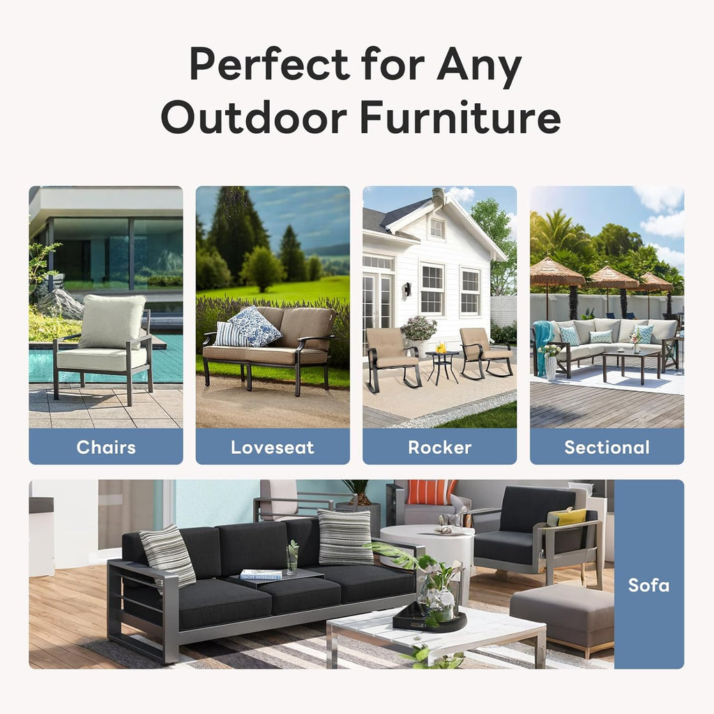 6" Thicker Outdoor Chair Cushion 2 Sets - 24" *24" *6" Waterproof Patio Furniture Cushions with Removable Cover, 28D High Density Sponge Filling Thicken Outdoor Patio Cushions - Turquoise