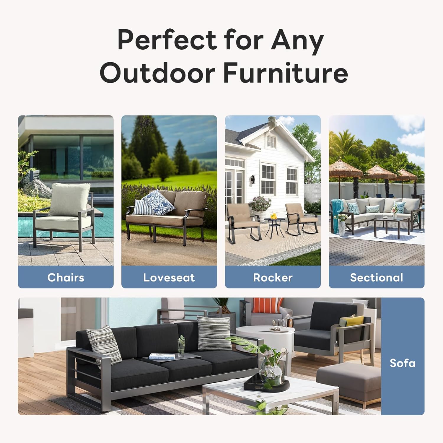 6" Thicker Outdoor Chair Cushion 2 Sets - 24" *24" *6" Waterproof Patio Furniture Cushions with Removable Cover, 28D High Density Sponge Filling Thicken Outdoor Patio Cushions - Turquoise