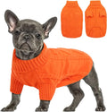 Queenmore Small Dog Pullover Sweater, Cold Weather Cable Knitwear, Classic Turtleneck Thick Warm Clothes for Chihuahua, Bulldog, Dachshund, Pug (Orange, Medium)