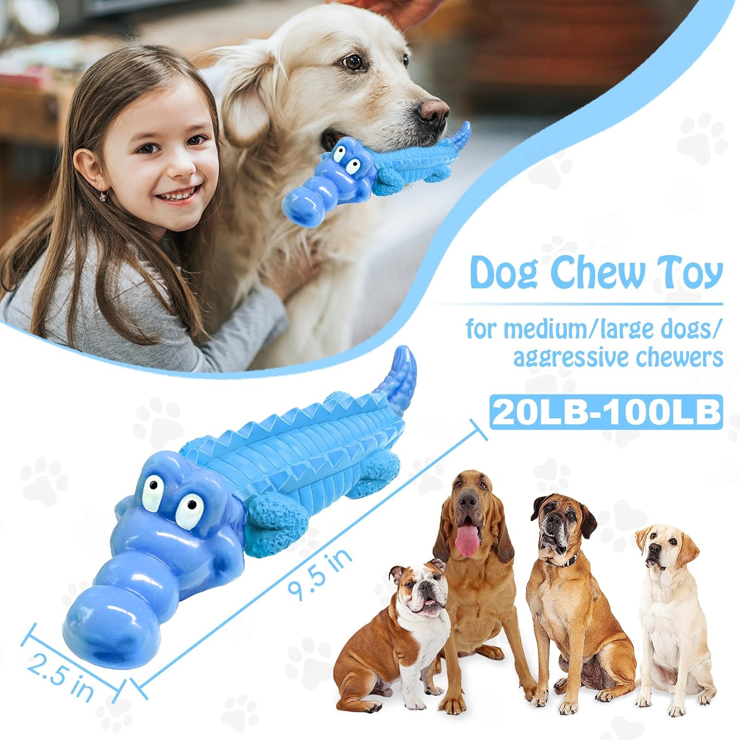 Tough Dog Chew Toys for Aggressive Chewers, Indestructible Dog Toy to Keep Them Busy & Reduce Boredom for Medium, Large Dogs, Milk Flavor