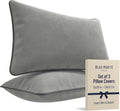 2 Pack Velvet Decorative Throw Pillow Covers, 12"x20", Dove Grey, Solid, Modern, Contrast Piping, Indoor Use, Bedroom & Living Room