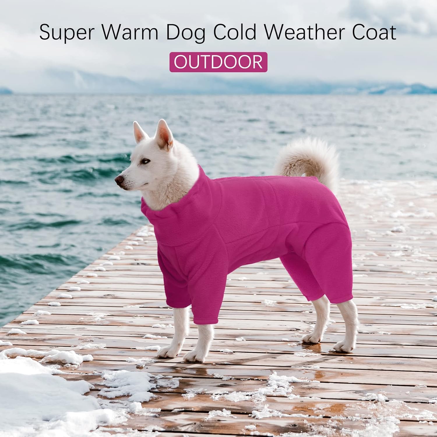 ROZKITCH Dog Winter Coat Soft Fleece Pullover Pajamas, Pet Windproof Warm Cold Weather Jacket Vest Cozy Jumpsuit Apparel Outfit Clothes for Small Medium Large Dog Walking Hiking Sleep Pink 4XL