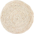 Japanese Round Tatami Hand Woven Floor Cushion, Meditation Yoga Mat, Corn Bran Pouf with Silk Floss Filler, Ergonomic for Zen Tea Ceremony, Home Decor, 40x40x6cm