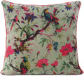 Eyes of India Velvet Floral Flower Bird Throw Pillow Sofa Cushion Cover Case Couch Colorful Boho Chic Bohemian Accent Indian Handmade (Olive Green, 16" x 16")