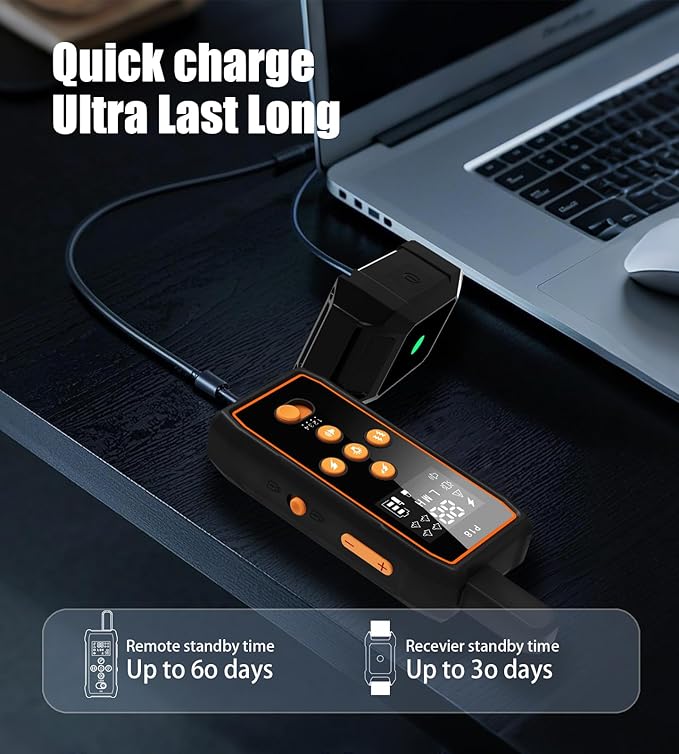 Shock Collar for Dogs with Remote 3600Ft - Training Collar for Barking Control, 4 Modes(Beep/Vibe/Static), IPX7 Waterproof for Swimming, 30-Day Rechargeable Battery, Adjustable for Small to XL Dogs