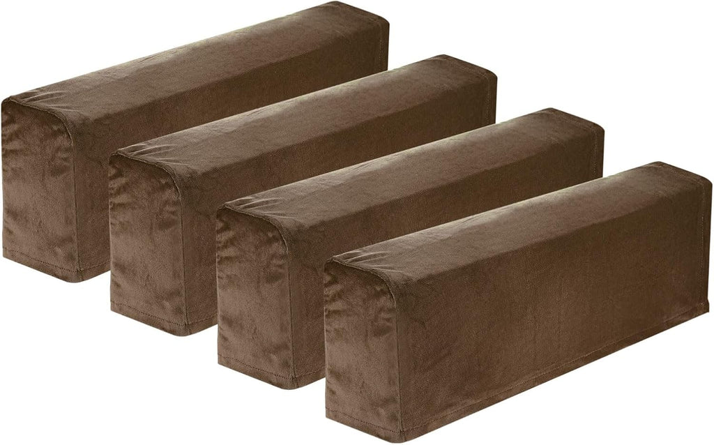 uxcell 4Pcs Stretch Armrest Covers, Polyester Soft Armchair Slipcovers Couch Recliner Arm Cover for Chair Sofa Protector, Coffee