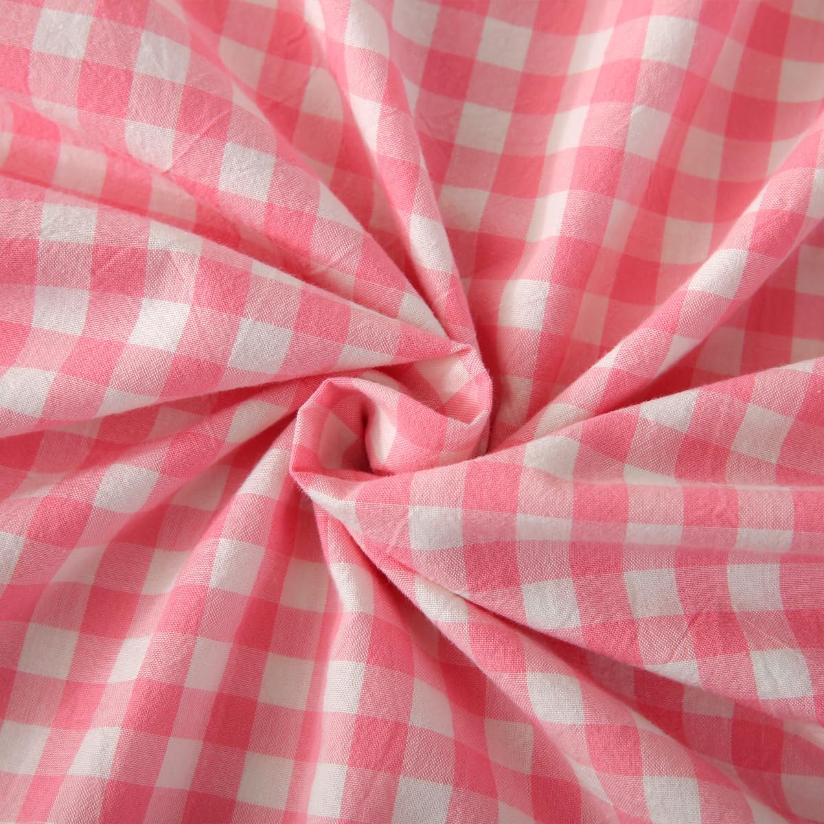 2 Pack Vintage Light Pink Plaid Ruffle Throw Pillow Covers,Washed Cotton Checkered Gingham Pillow Covers 20"x20" for Sofa,Couch,Bed and Living Room
