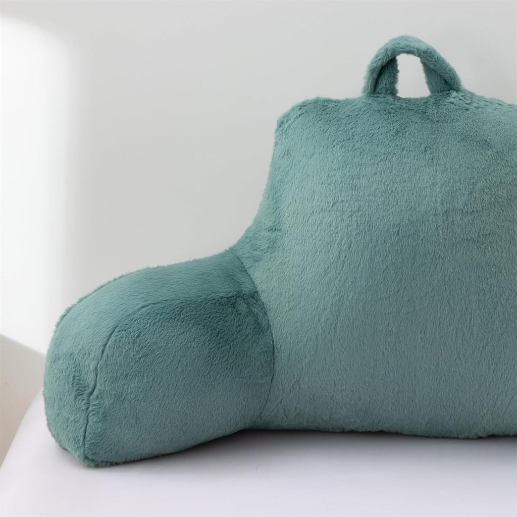 Aimuan Reading Pillow Bed Rest Wedge Adult Backrest Pillow with Arms Sitting in Bed Cushion Incline Rest Sleeping Pillow for Watching TV/Gaming/Relaxing, Green Standard