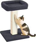 AGYM Cat Scratching Post, 32”Cat Scratcher with Large Plush Perch, Sisal & Carpet Scratching Post, Vertical Posts with Elevated Bed for Indoor Cats, Removable& Washable Cover, Darkgrey