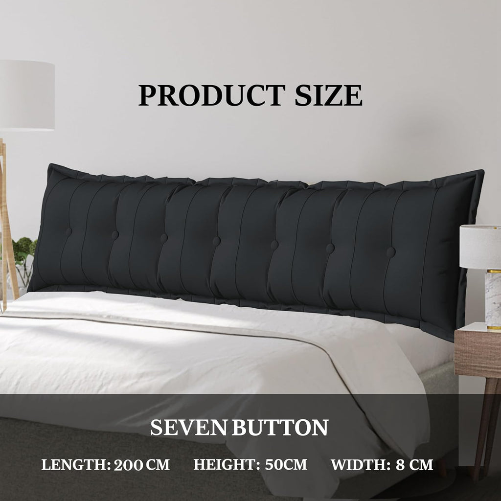Large Bolster Reading Pillow Twin XL Backrest Positioning Support Pillow Daybed Cushion Headboard Pillows for Bed Bunk Sofa with Removable Cover, Black, 39 x 3 x 20 Inch