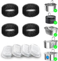 8 Pack Cat Water Fountain Filter Replacement, 4+4/8+8/12+12/16+16 Pack for Stainless Steel Cat Water Fountain 2L/67oz and 3.2L/108oz, 4 Carbon Filters & 4 Pre-Filter Sponges