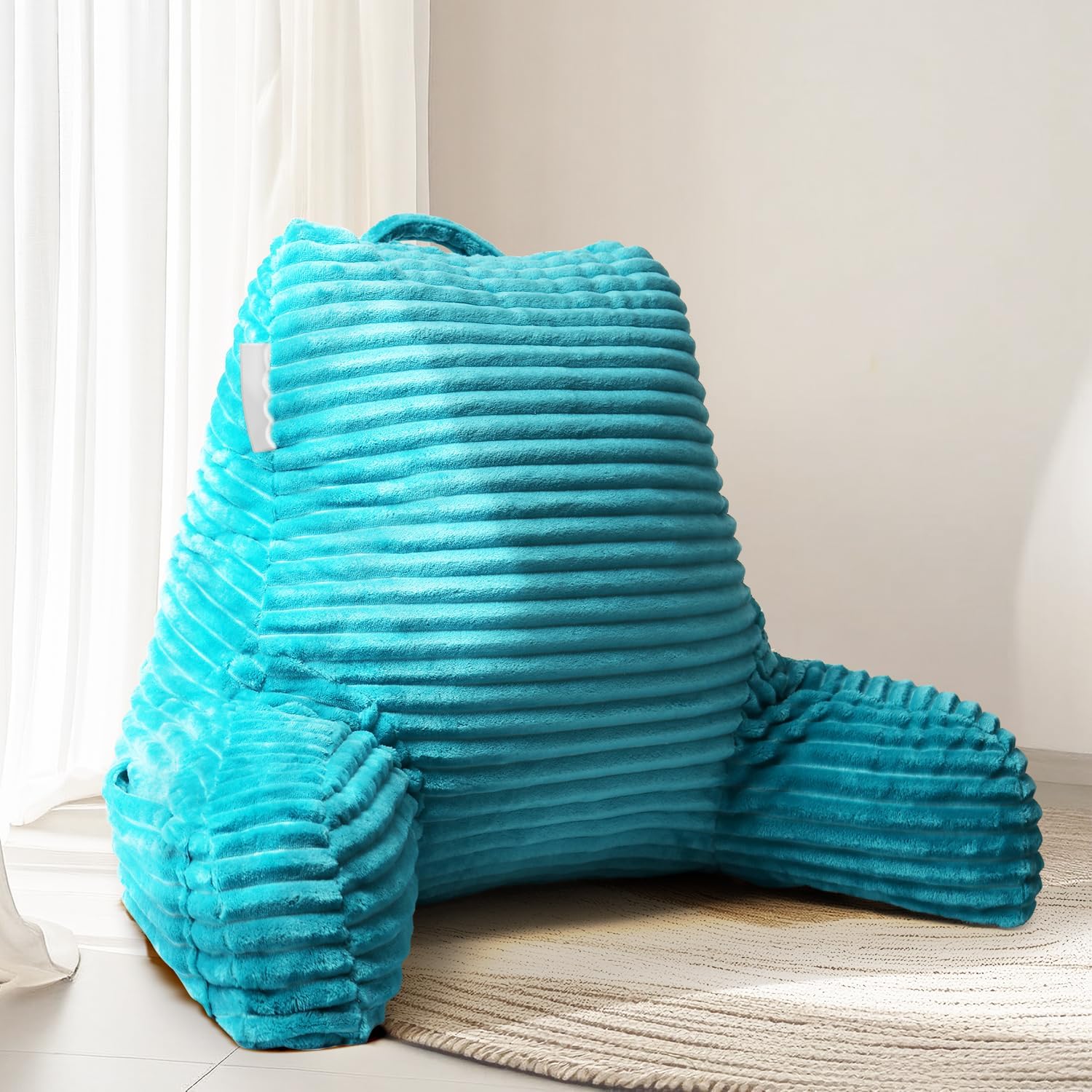 Hearth & Harbor Reading Pillow for Bed Adult – Back Pillow for Sitting in Bed, Standard Bed Pillows for Sitting Up in Bed, Foam Bed Chair Pillow, Teal Bed Rest Pillow