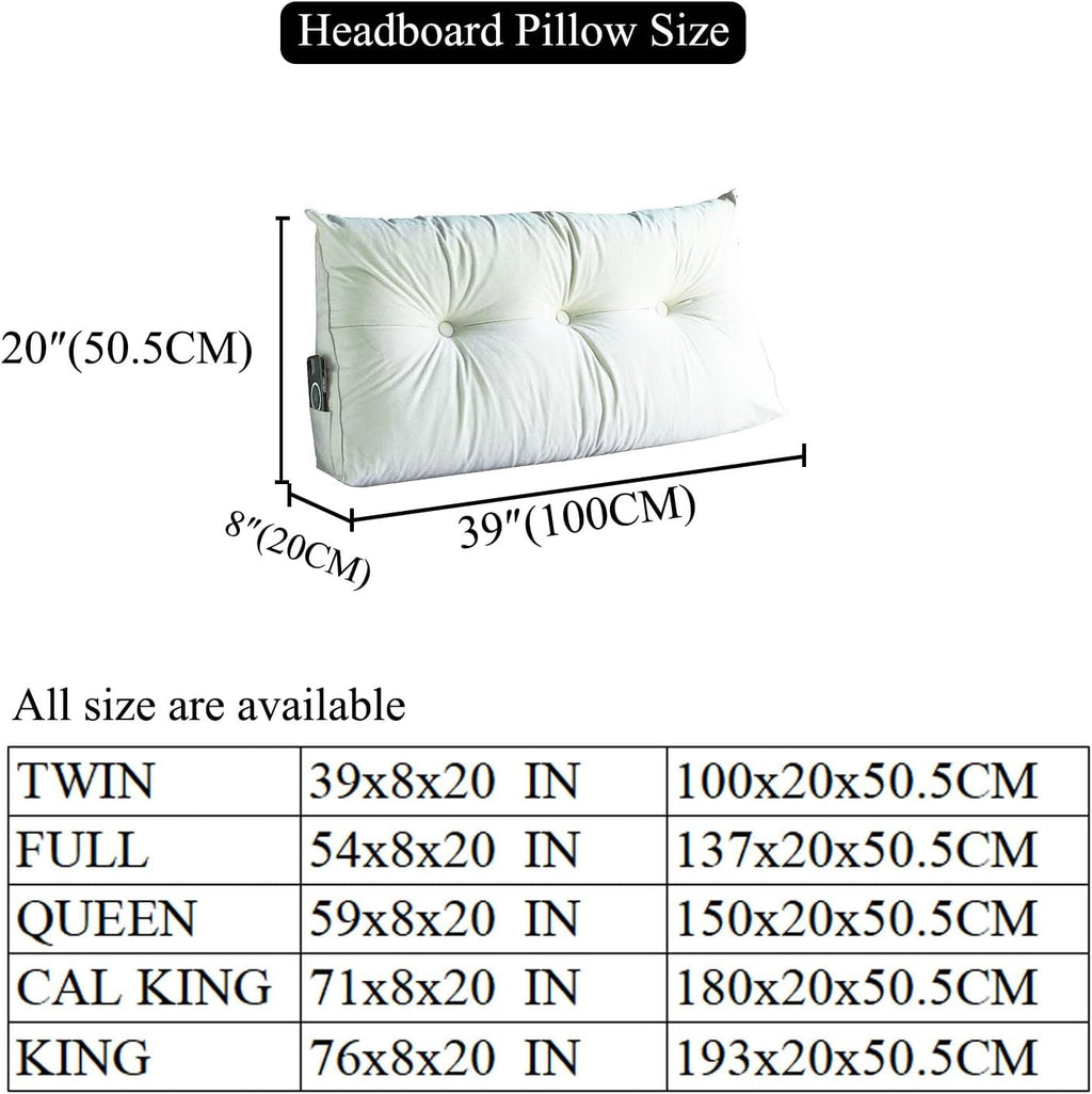 SAMTY Triangular Wedge Pillow headboard Twin XL Size for Couch Large headboard Pillow with Removable Cover Back Rest Pillows for Sitting up in Bed