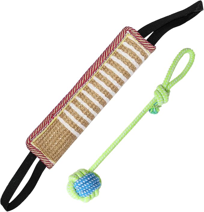 Storystore Dog Tug Toy Dog Training Bite Pillow Jute Bite Toy - Best for Tug of War, Puppy Training Interactive Play - Interactive Toys for Small and Medium Dogs