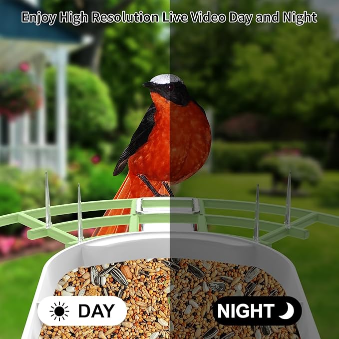 Bird Feeder with Camera,Smart AI Birds Breed Recognition,Birds Motion Detection with Real-Time Notice,Auto Capture Bird Watching WiFi Camera,Solar-Powered Outdoor Charging Bird House,Ideal Gifts,Green