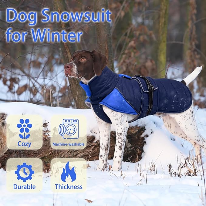 MIGOHI Cozy Small Dog Coat - Reflective Dog Coat for Small Dogs,Fleece Winter Coats Jacket for Dogs with Leash Hole,Snowproof Thick Puppy Clothes,Pomeranian,Chihuahua,XS,DarkBlue