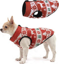 SCENEREAL Christmas Winter Dog Vest Coat with Harness Built in, Warm Puppy Jacket for Small Medium Dogs, Cold Weather Coat with Zipper, Fleece Puffer Vest Windproof Snow Clothes, S