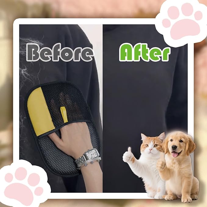 Pet Hair Removal Glove ，Powerful Electrostatic Pet Hair Remover for Cat Dog Hair，Washable and Reusable Cat Dog Hair Removal Gloves for Clothes Bed Sheets Sofas at Climbing Frames (2psc)